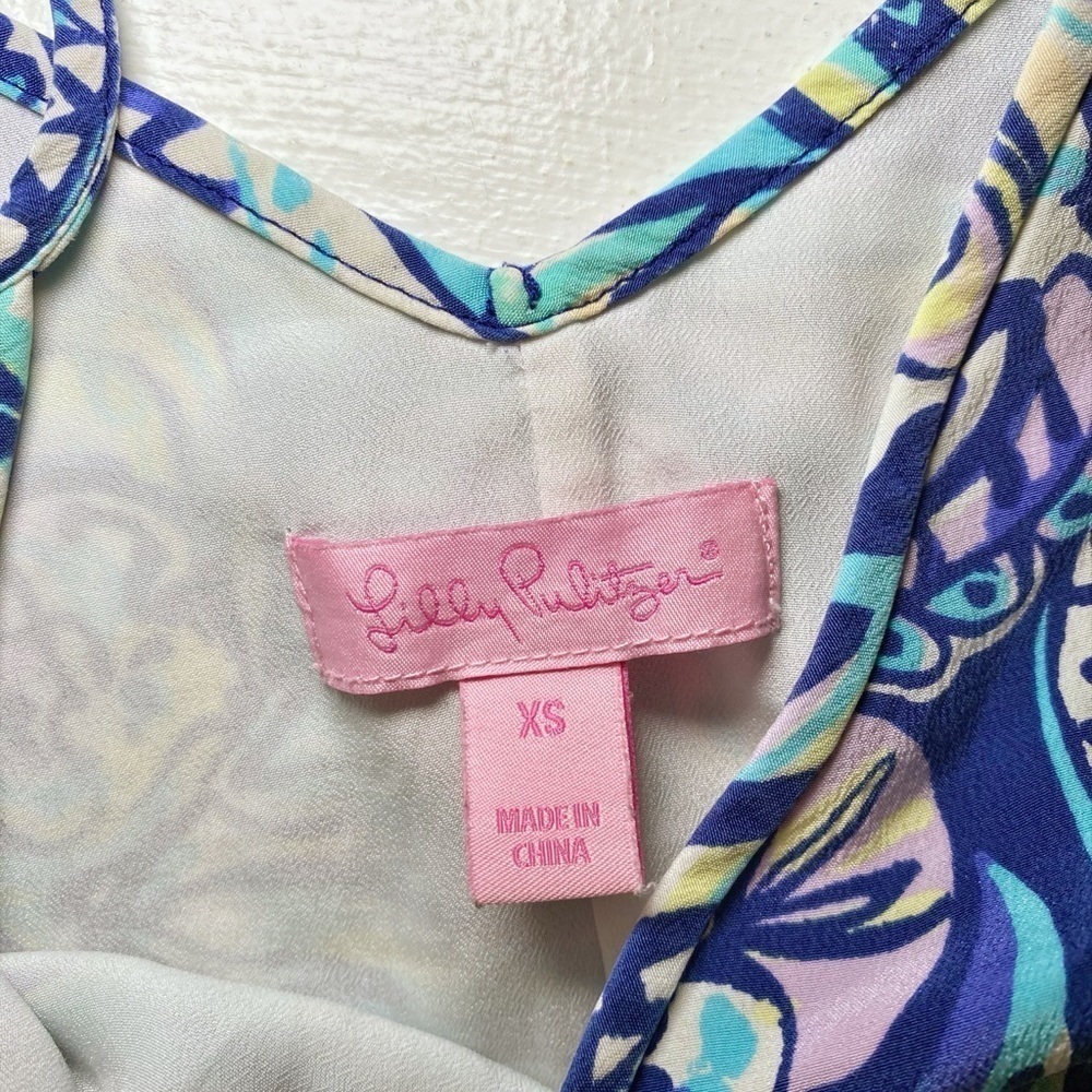 Lilly Pulitzer Lela Hanging With The Fronds Silk Slip Double V-Neck Dress - Picture 6 of 16